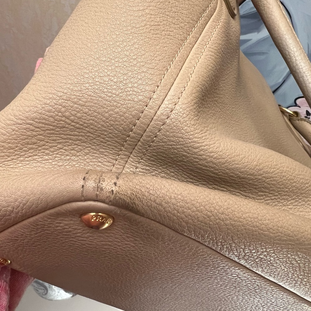 Prada Beige Leather Tote Bag with Gold Hardware - Picture 15 of 16